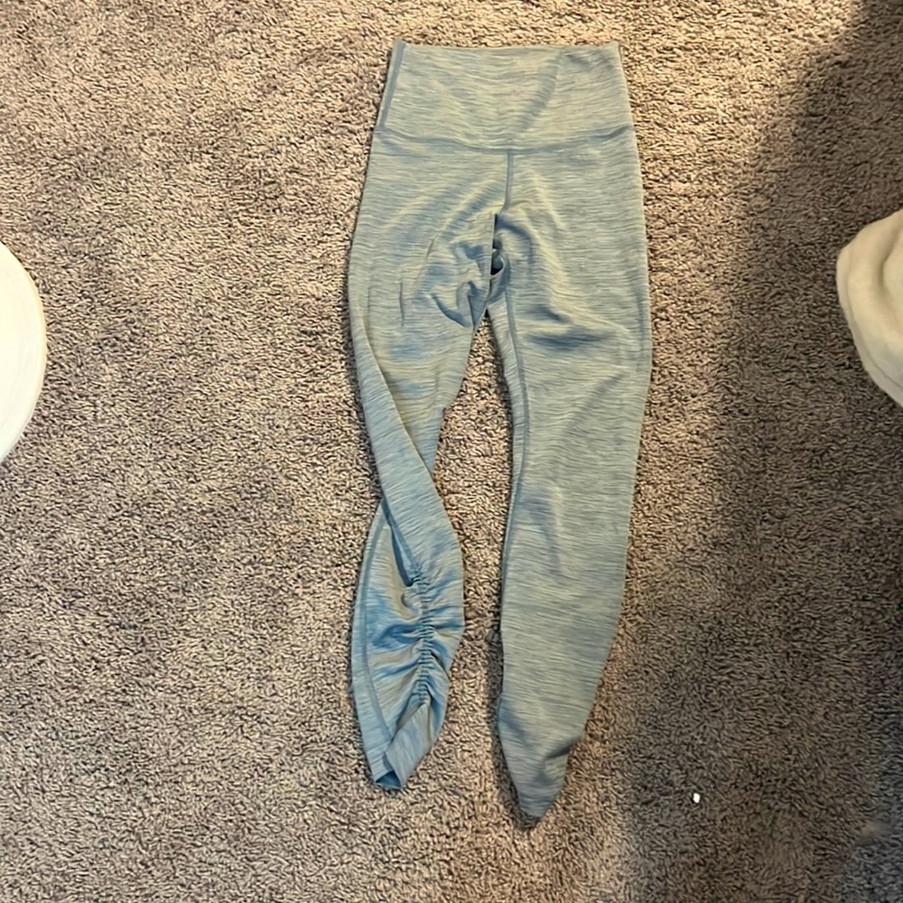 Blue Nike Running leggings with scrunch at bottom